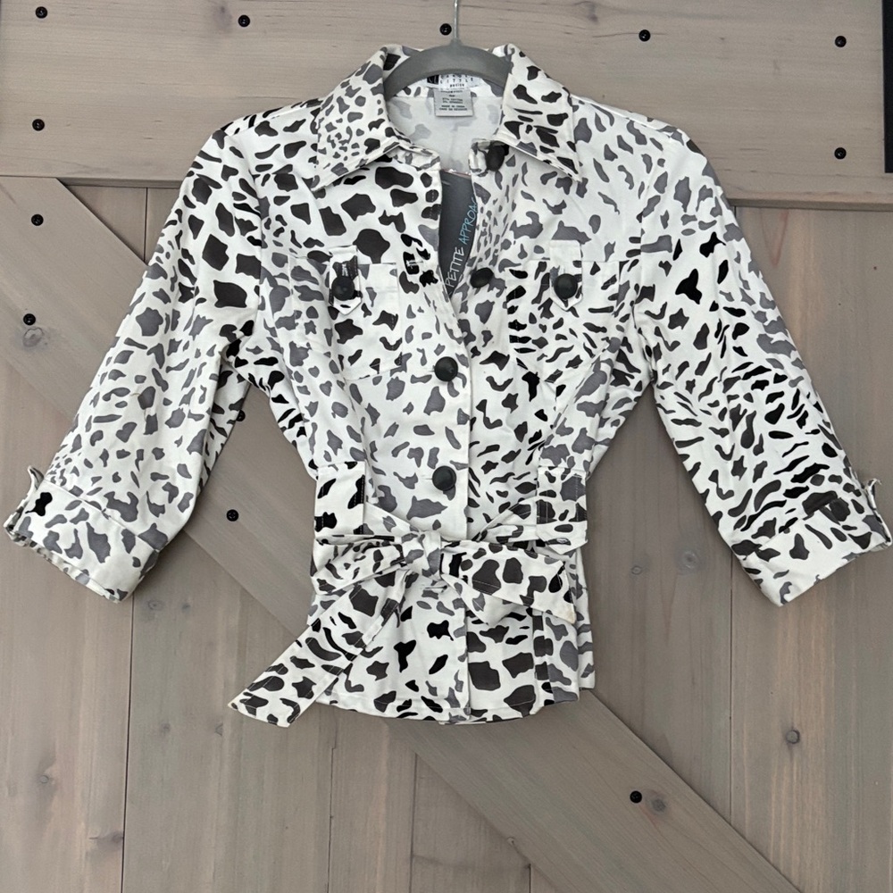 Carole Little Black and White Animal Print Blazer
